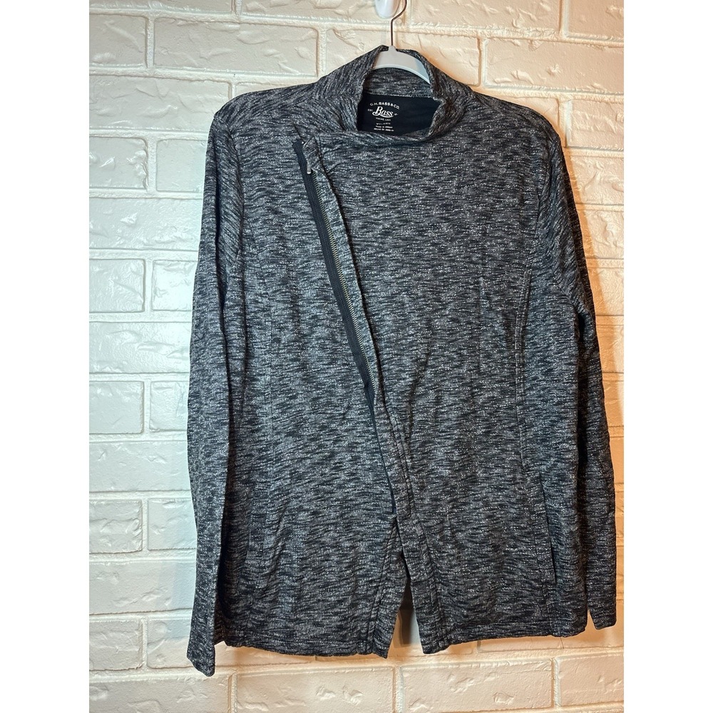 New GH Bass Woman Black Heather Diagonal Full Zip Sweatshirt Knitβ Jacket 2XL - Picture 8 of 8